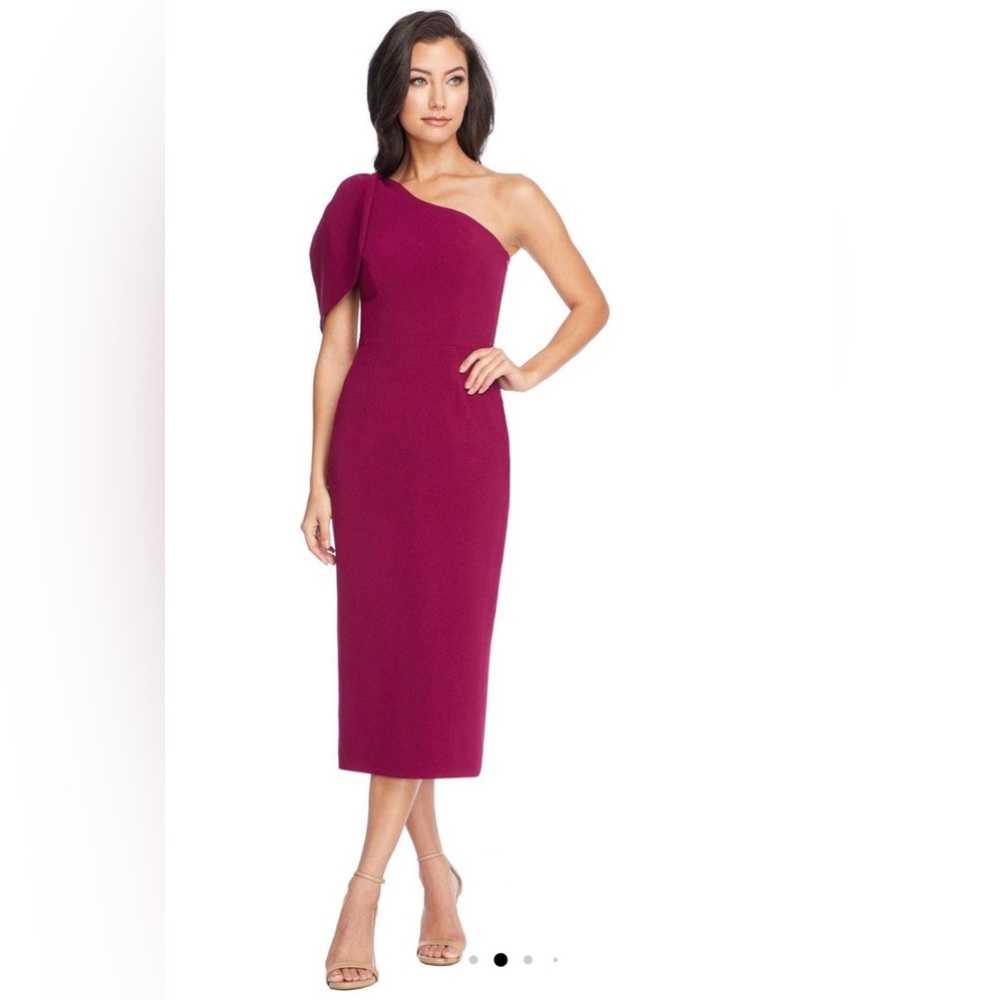 Dress the Population Magenta One Shoulder “Tiffany” Dress